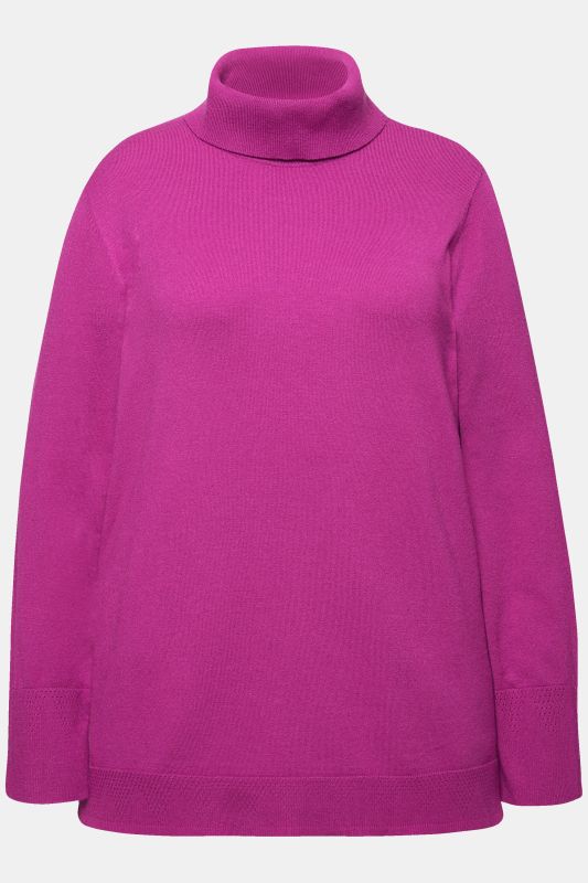 Turtleneck Ribbed Trim Long Sleeve Sweater