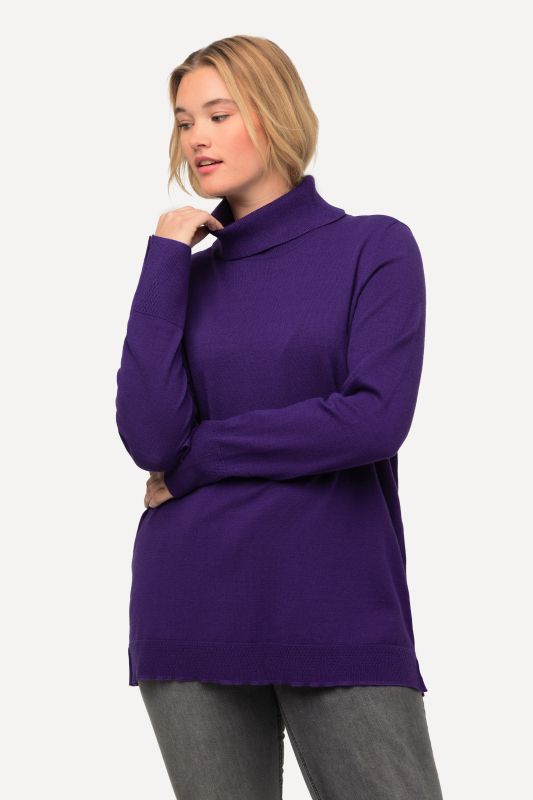 Turtleneck Ribbed Trim Long Sleeve Sweater