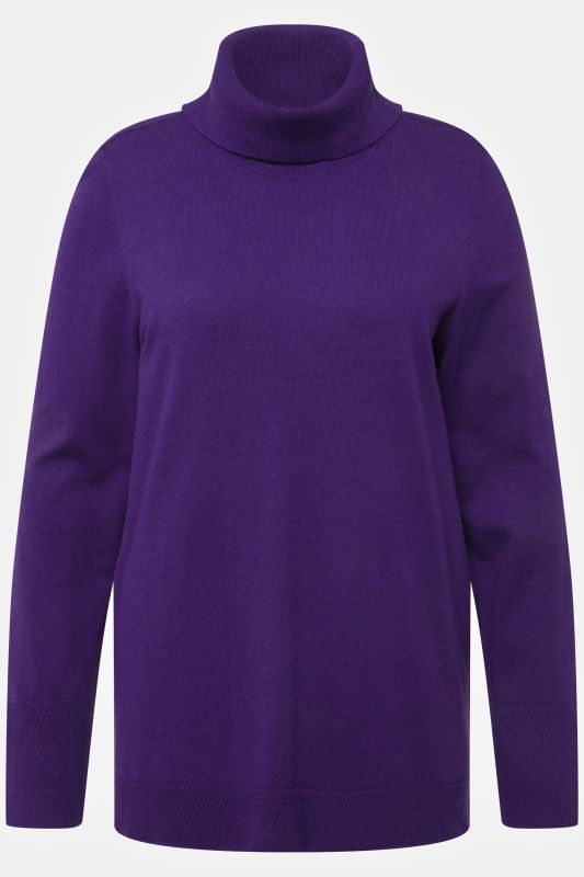 Turtleneck Ribbed Trim Long Sleeve Sweater