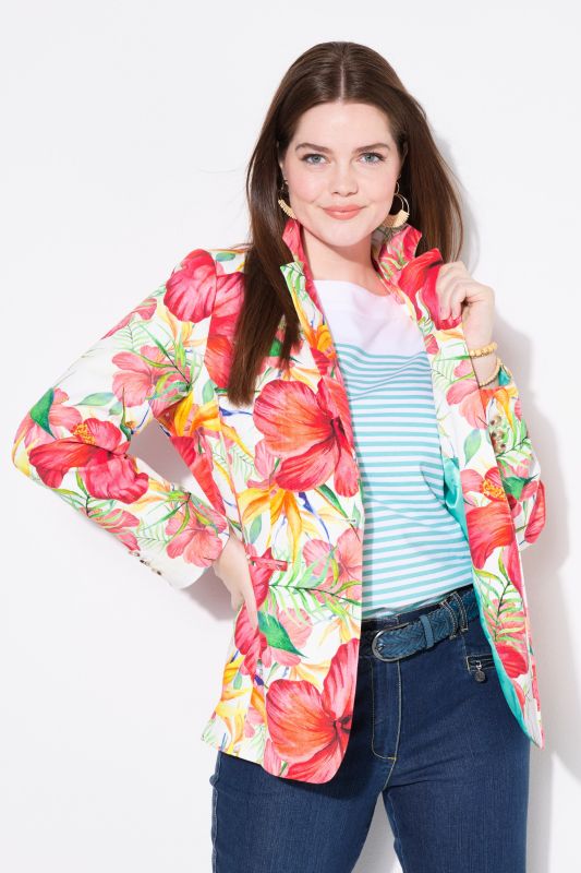 Floral Lapel Collar Blazer
