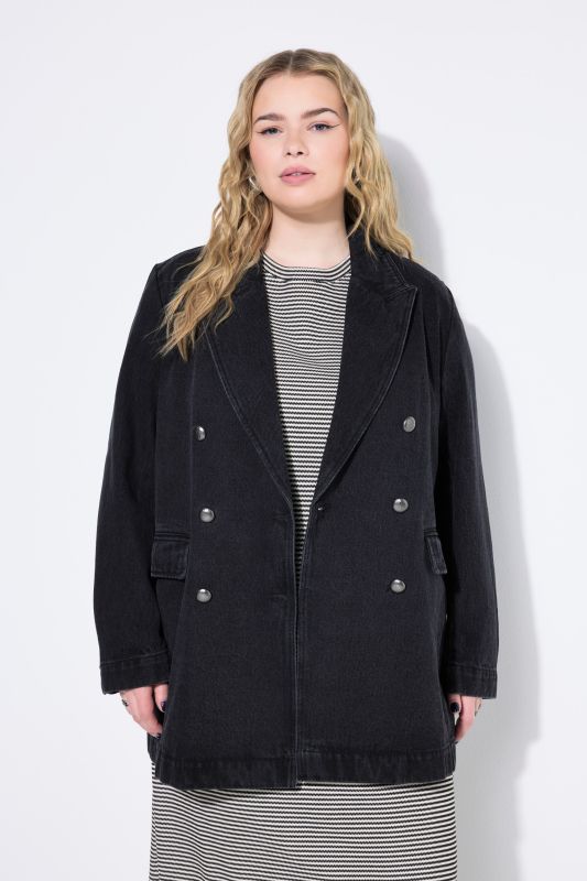 Blazer, jeans, loose shape, double breasted