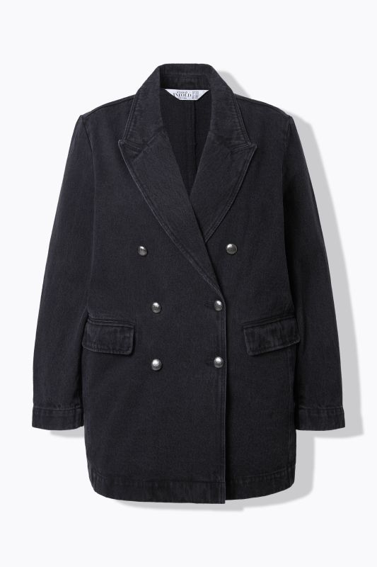 Blazer, jeans, loose shape, double breasted