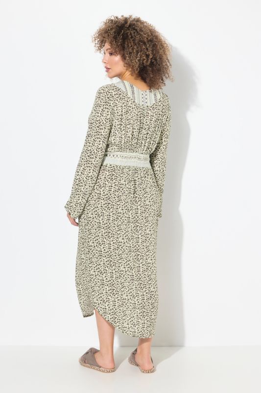 Cheetah Print Long Sleeve V-Neck Dress