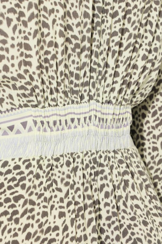 Cheetah Print Long Sleeve V-Neck Dress
