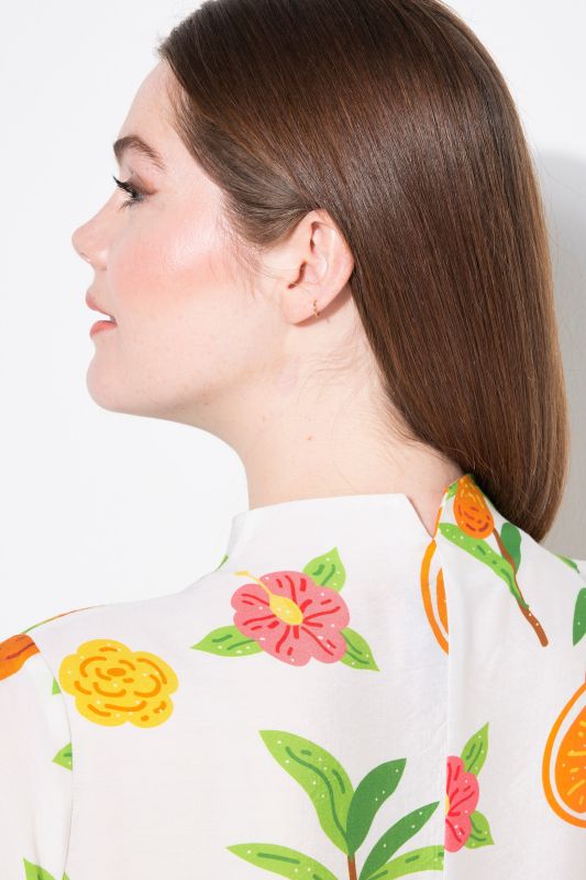 Fruit Print Short Sleeve Flounce Panel Maxi Dress