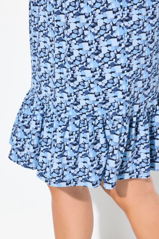 Printed Flounce Panel 3/4 Sleeve Dress