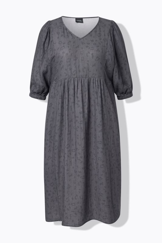 Tonal Leopard Print 3/4 Sleeve Midi Dress