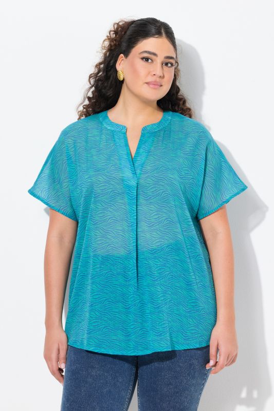 Summertime Zebra Print Short Sleeve Blouse