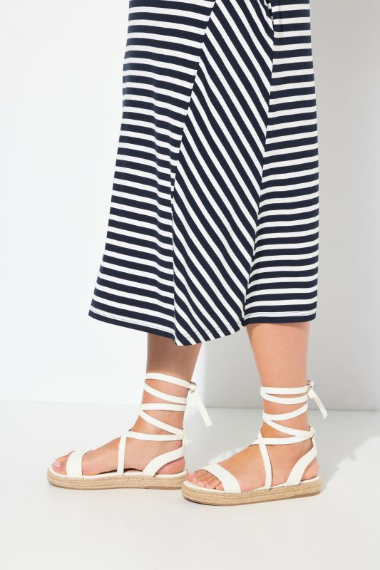 Mixed Stripe Short Sleeve Gore Panel Midi Dress