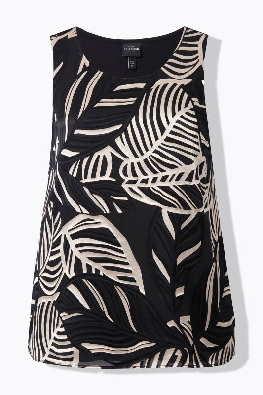 Layered Chiffon Leaf Print Tank Top