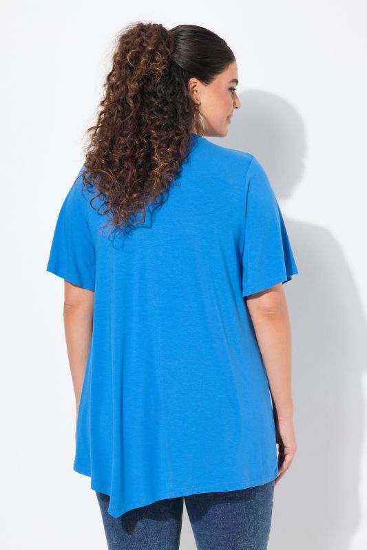 Summer Night Short Sleeve Cutout Hem Tunic Tee