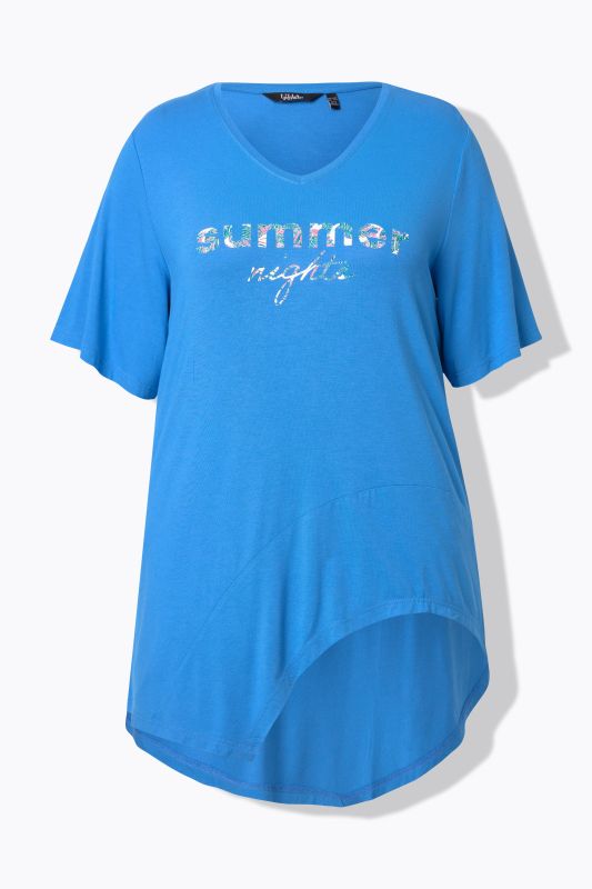 Summer Night Short Sleeve Cutout Hem Tunic Tee