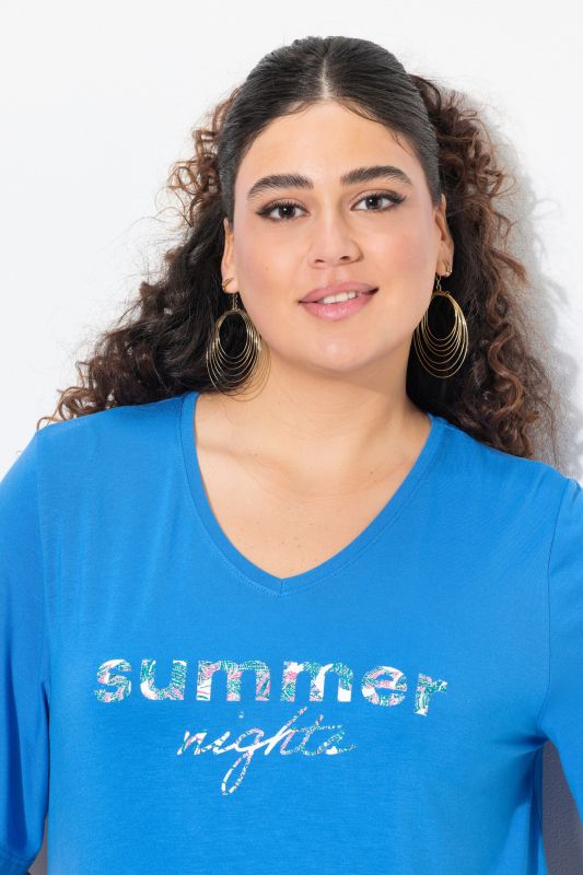 Summer Night Short Sleeve Cutout Hem Tunic Tee
