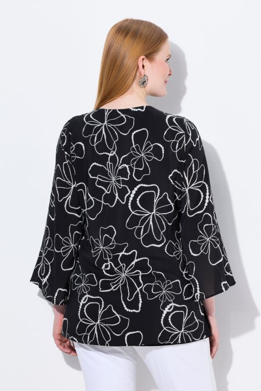 Scribble Floral Layered Chiffon Blouse