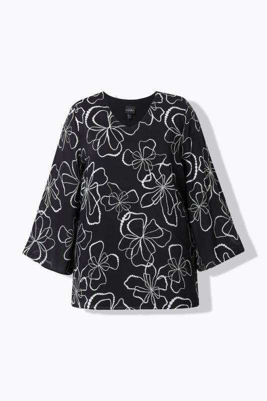 Scribble Floral Layered Chiffon Blouse