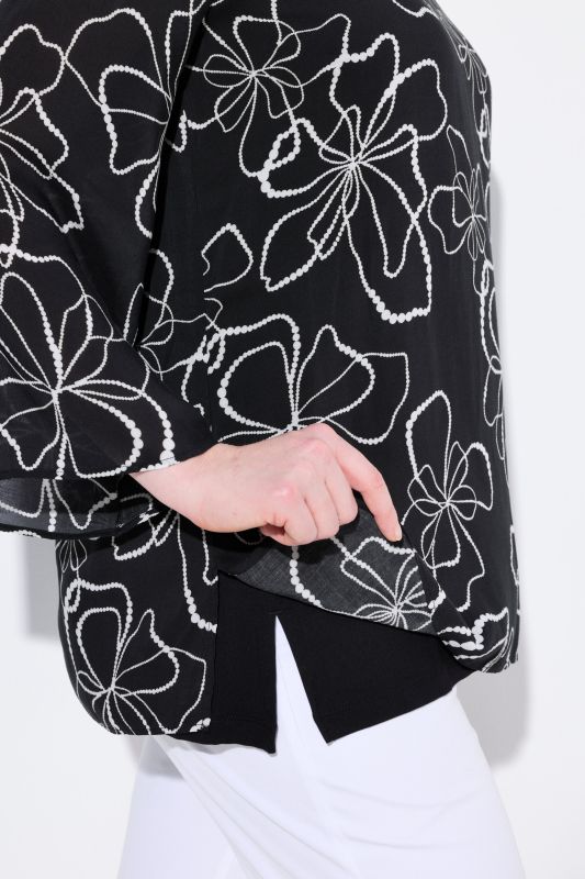 Scribble Floral Layered Chiffon Blouse