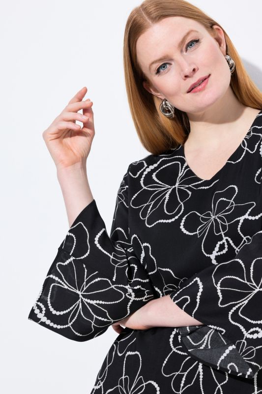 Scribble Floral Layered Chiffon Blouse