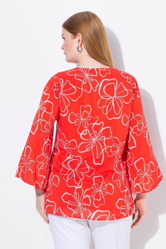 Scribble Floral Layered Chiffon Blouse