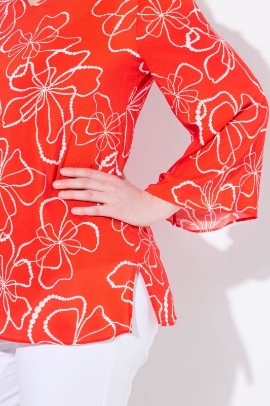 Scribble Floral Layered Chiffon Blouse