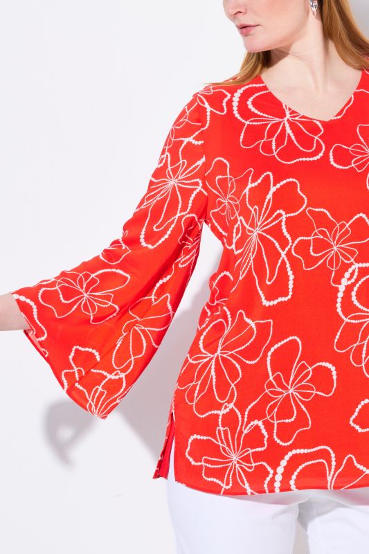 Scribble Floral Layered Chiffon Blouse