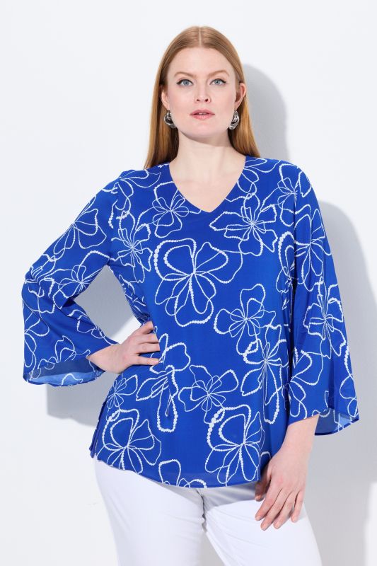 Scribble Floral Layered Chiffon Blouse