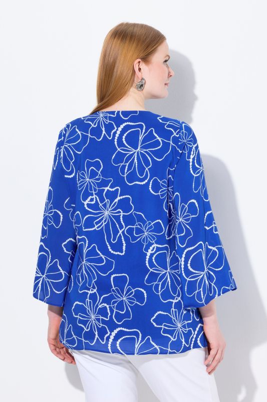 Scribble Floral Layered Chiffon Blouse