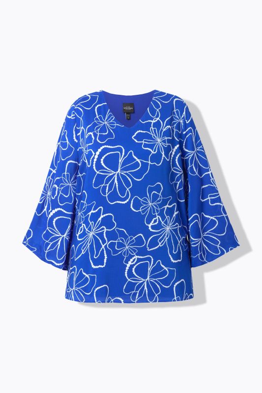 Scribble Floral Layered Chiffon Blouse