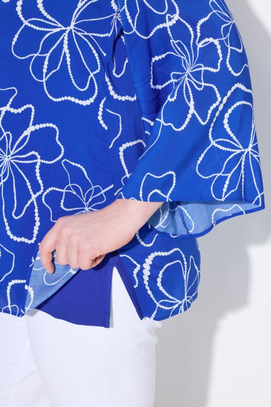 Scribble Floral Layered Chiffon Blouse