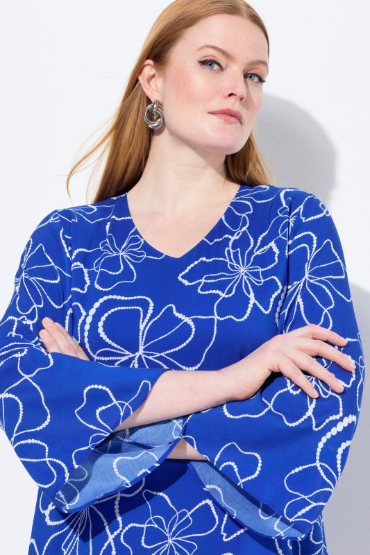 Scribble Floral Layered Chiffon Blouse