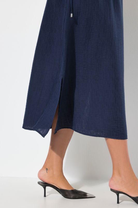 Drawstring Waist Cap Sleeve V-Neck Dress