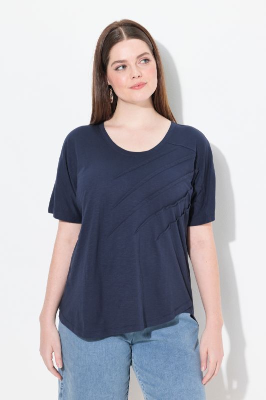 Eco Cotton Diagonal Pintuck Short Sleeve Tee