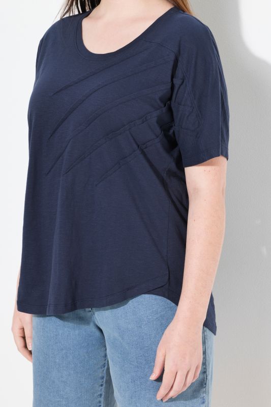 Eco Cotton Diagonal Pintuck Short Sleeve Tee