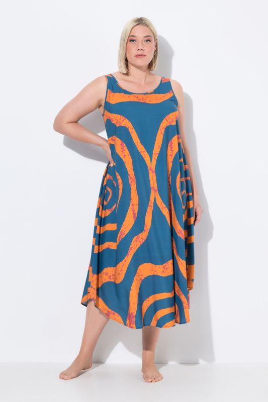 Circle Print Sleeveless A-Line Dress