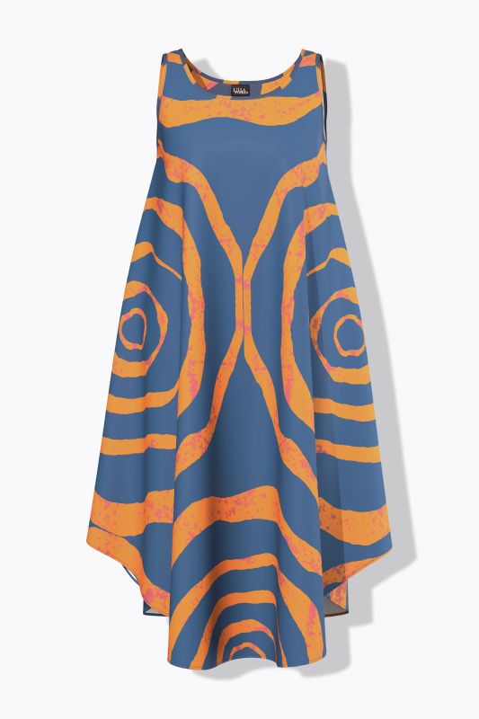 Circle Print Sleeveless A-Line Dress