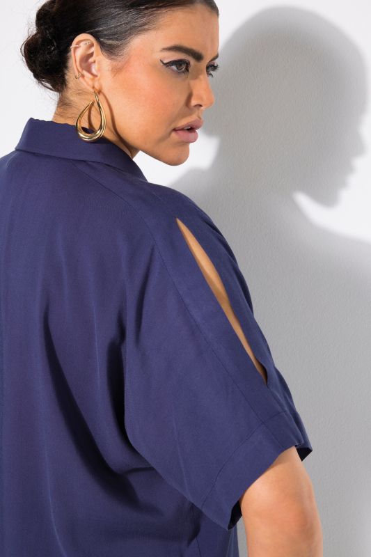 Cold Shoulder Collared Blouse