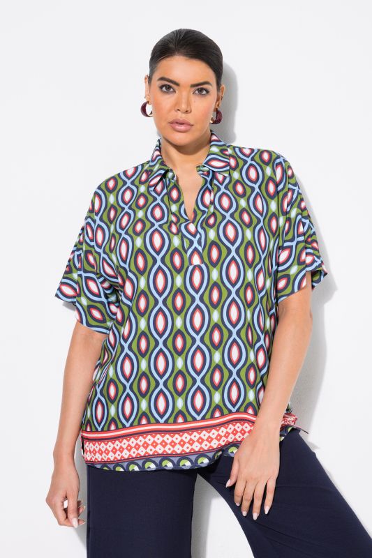 Ogee Cold Shoulder Collared Blouse