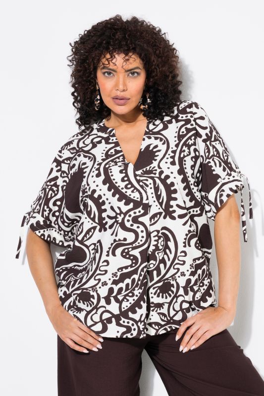 Paisley Short Sleeve V-Neck Blouse