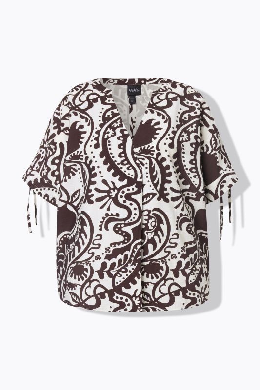 Paisley Short Sleeve V-Neck Blouse