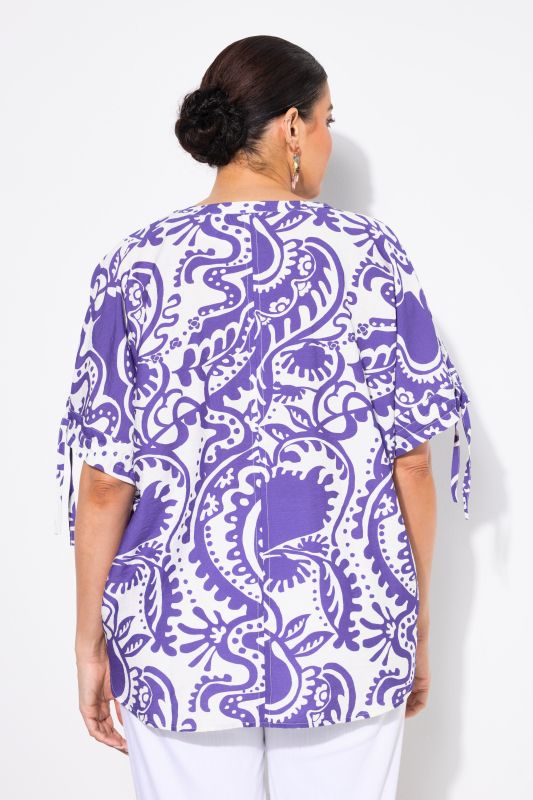 Paisley Short Sleeve V-Neck Blouse