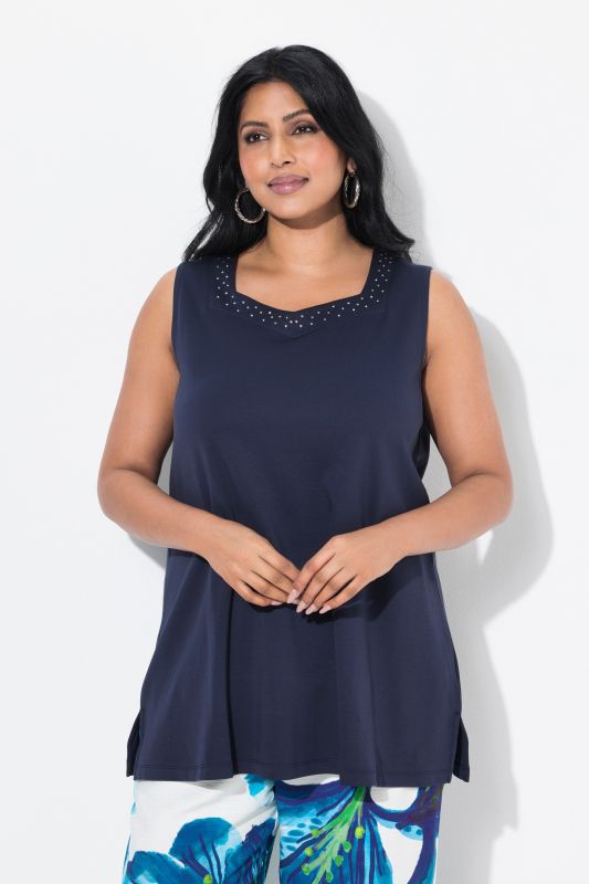 Rhinestone Neckline Pima Cotton Tank