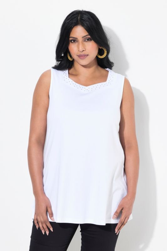 Rhinestone Neckline Pima Cotton Tank