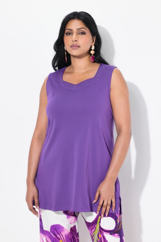 Rhinestone Neckline Pima Cotton Tank