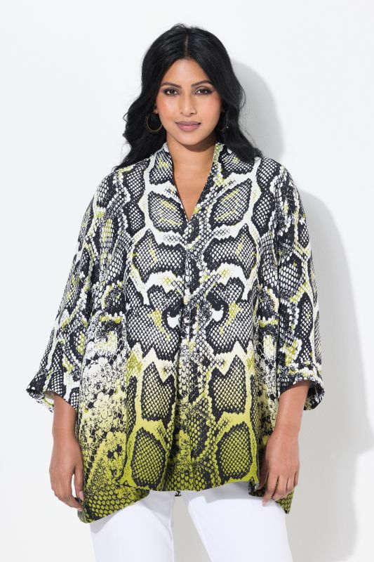 Dip Dye 3/4 Sleeve Snake Print Blouse