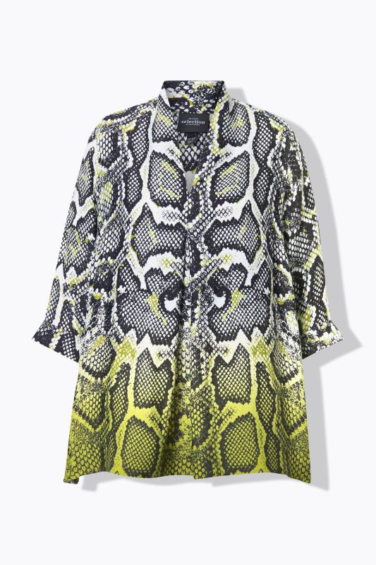 Dip Dye 3/4 Sleeve Snake Print Blouse