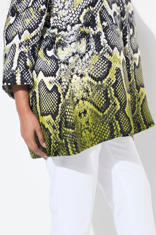 Dip Dye 3/4 Sleeve Snake Print Blouse