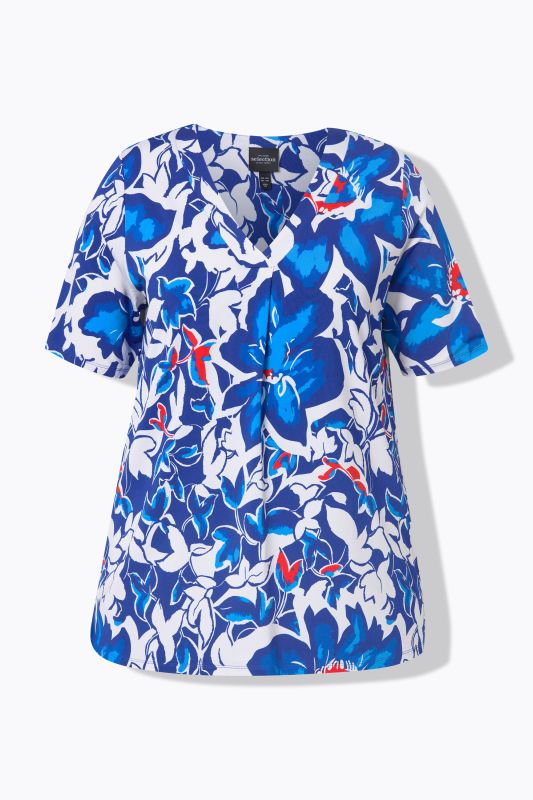 Bold Blossom Short Sleeve V-Neck Stretch Fit Tee