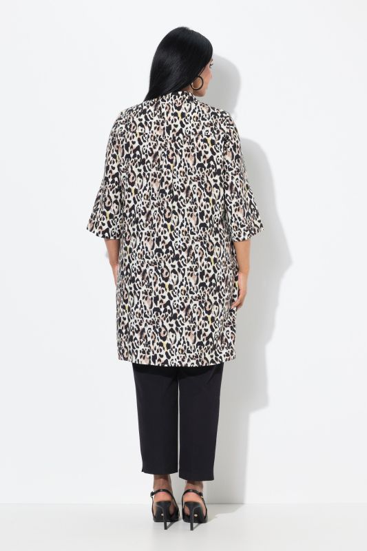 Leopard Print 3/4 Sleeve Tunic Dress