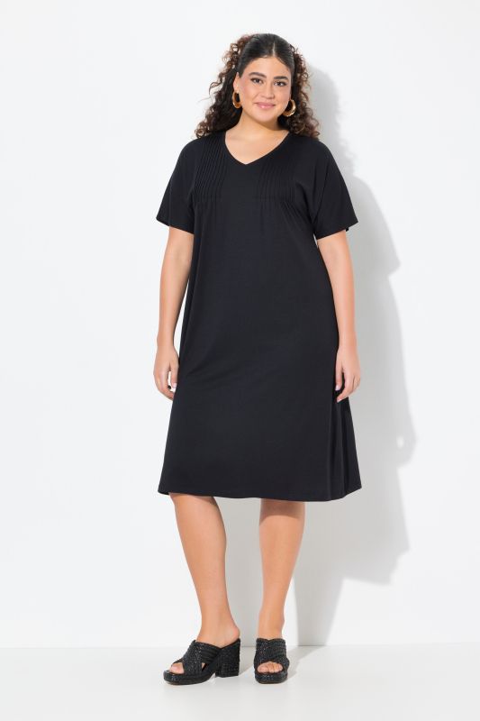 Pintick Short Sleeve V-Neck Jersey Dress