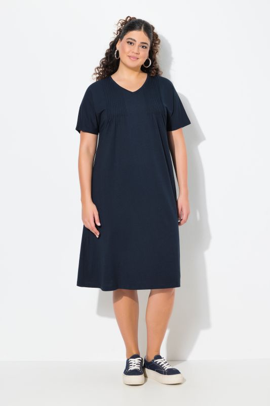 Pintick Short Sleeve V-Neck Jersey Dress