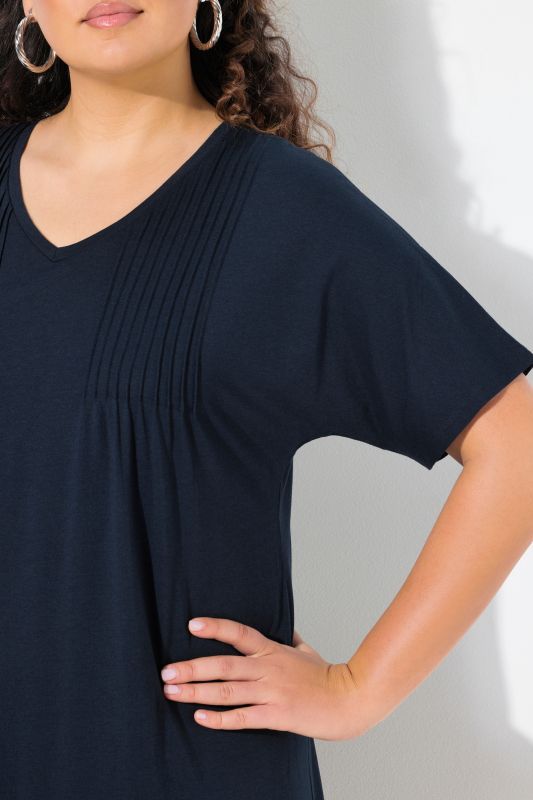 Pintick Short Sleeve V-Neck Jersey Dress